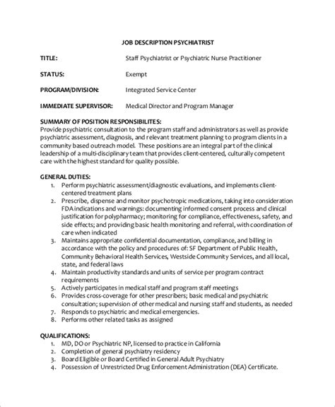 FREE 8+ Sample Psychiatrist Job Description Templates in PDF