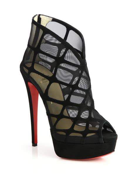 Lyst Christian Louboutin Altarakna Suede Patterned Mesh Peep Toe