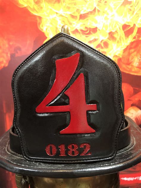 Custom Leather Fire Helmet Shields Fireline Shields