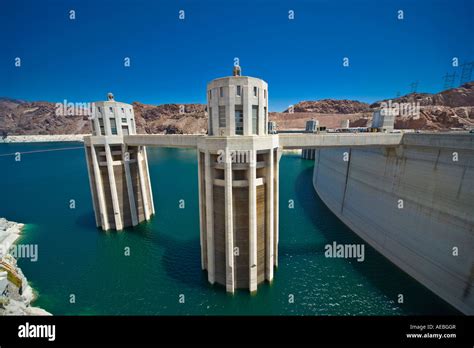 Hoover Or Boulder Dam Intake Or Penstock Towers On The Nevada Side