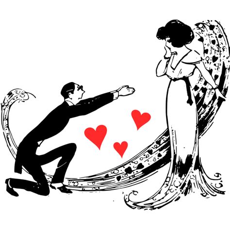 Vector Drawing Of Man Expressing Love To A Posh Woman Free Svg