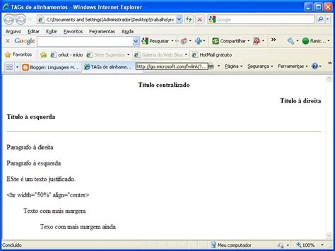 Linguagem HTML EXEMPLOS