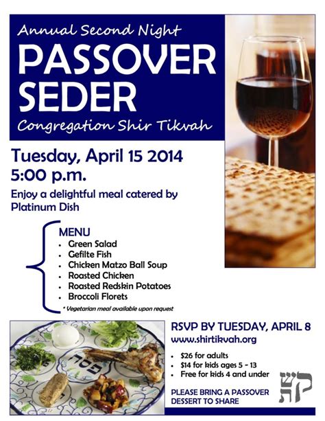 Second Night Passover Seder At Congregation Shir Tikva Central Woodward Christian Church