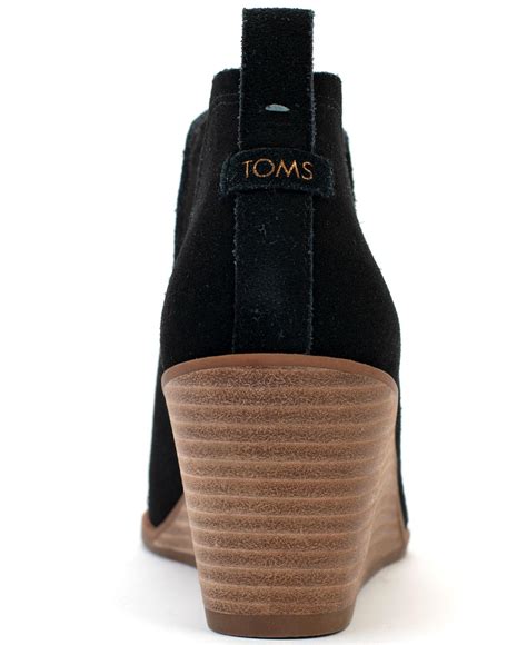 Toms Suede Kallie Wedge Booties In Black Lyst