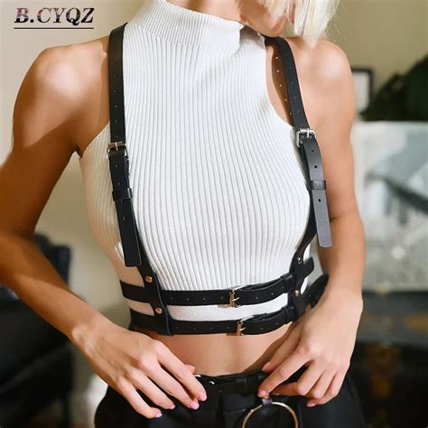 B Cyqz Sexy Punk Leather Lingerie Harness Women Body Bondage Garters