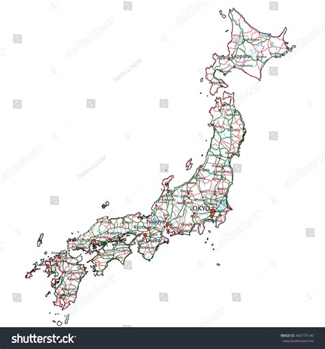 Japan Road Highway Map Vector Illustration Stock Vector (Royalty Free ...