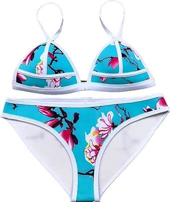 Amazon Cikini Women Swimsuit Neoprene Bikini Set SC Large Mint Print Clothing