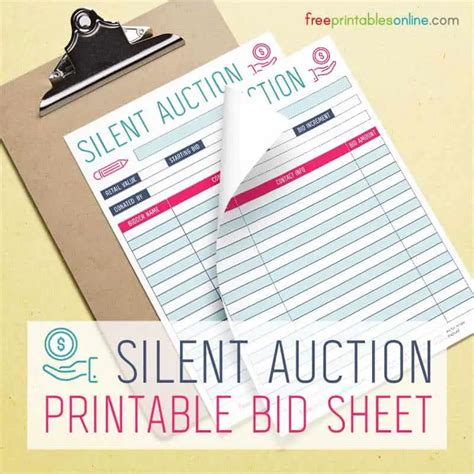 Silent Auction Bidding Sheet Free Printables Online