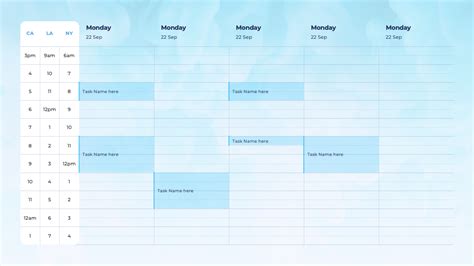 Multi Time Zone Calendar Slide - Team Scheduling Presentation