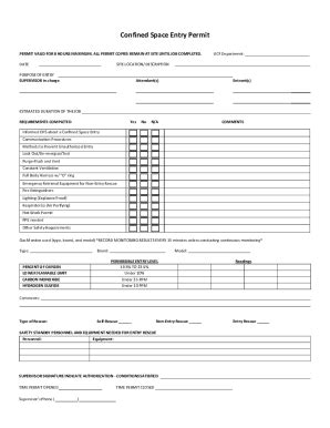 Fillable Online Ehs Ucf Confined Space Entry Permit Facilities