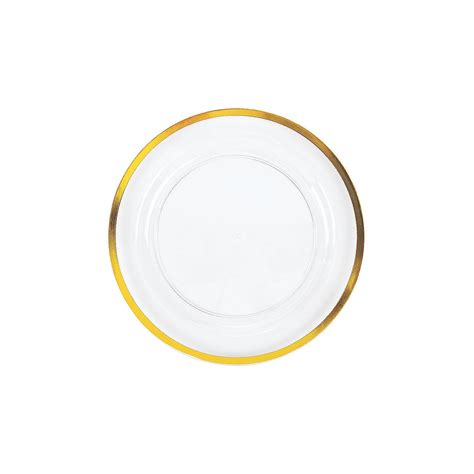 Premium Clear Dessert Plate W Gold Trim Party Supplies 25 Pieces