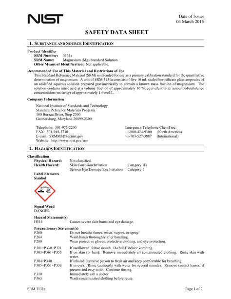 Safety Data Sheets Include The Following Information At Mandy Frank Blog