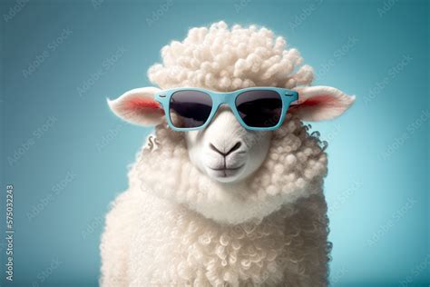 Funny sheep wearing sunglasses. Generative AI. Stock Illustration | Adobe Stock