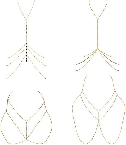 Jerywe Pcs Sexy Body Chains For Women Girls Bra Chains Bikini Jewellery For Summer Beach