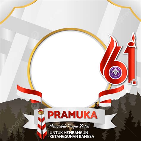 Gambar Twibbon Hari Pramuka Ke 61 Indonesia Background Hutan Bendera Merah Putih Dam Hasduk Png