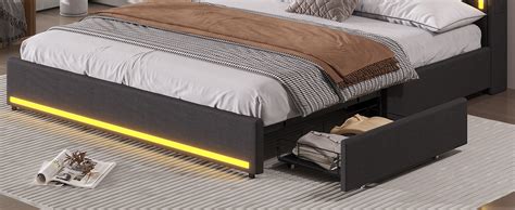 Amazon Bthfst Queen Bed Frame With Rgb Led Lights Headboard Usb