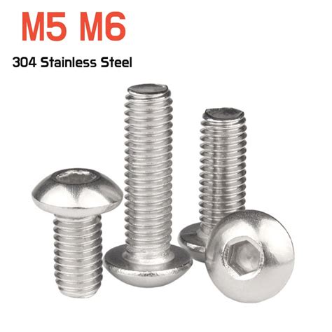 ISO7380 M5 M6 Round Hex Screws 304 A2 Stainless Steel Hexagon Screw Cap