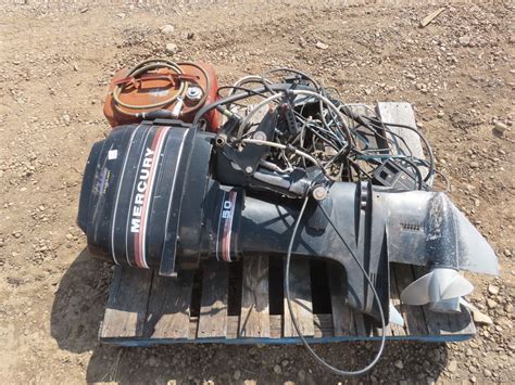 Mercury 50 Hp Outboard Motor With Controls Steering Components Fuel Tank Schmalz Auctions