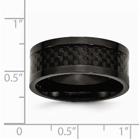 9mm Black Titanium With Black Carbon Fiber Inlay Band Ring Size 11 Ebay