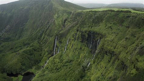 Aerial view of Caldeirao, Corvo island, Azores - Stock Video Clip ...