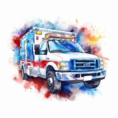 Premium Ai Image There Is A Watercolor Drawing Of A Fire Truck With A