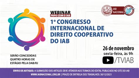 1º Congresso Internacional de Direito Cooperativo do IAB será na