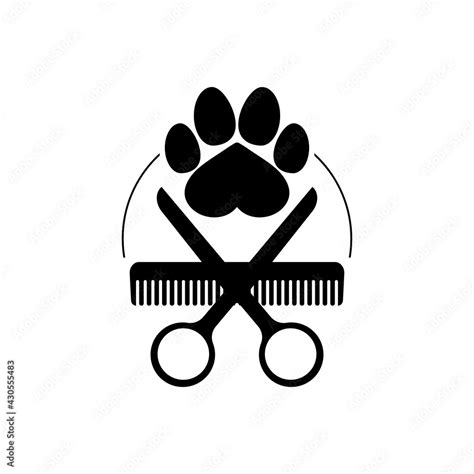 Dog Grooming Logo Design Template Dog Pawprint With Comb And Scissors