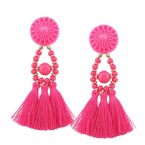 1 Pair Tassel Dangle Earrings Long Ladies Dangle Earrings Colourful