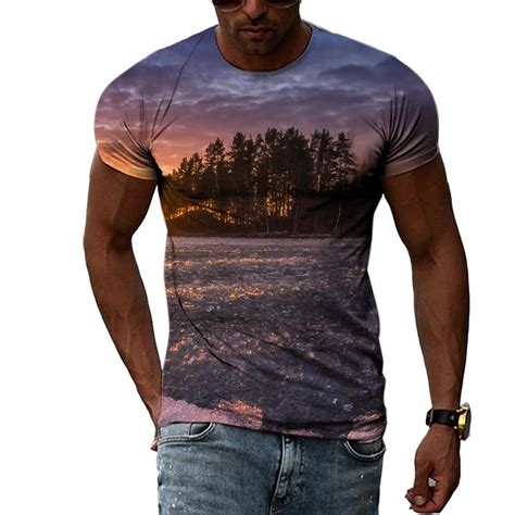 Kaufe Sommer Strand Landschaft Grafik T Shirts Für Männer Mode