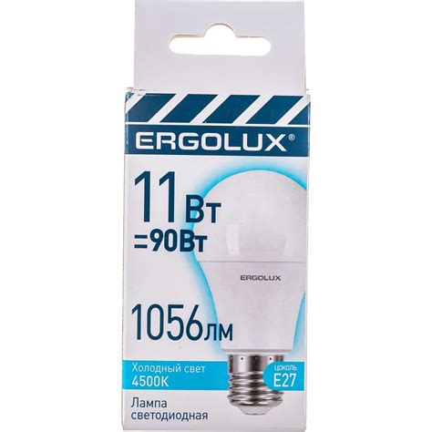 Светодиодная лампа ЛОН Ergolux LED-A60-11W-E27-4K 11Вт Е27 4500К 220 ...