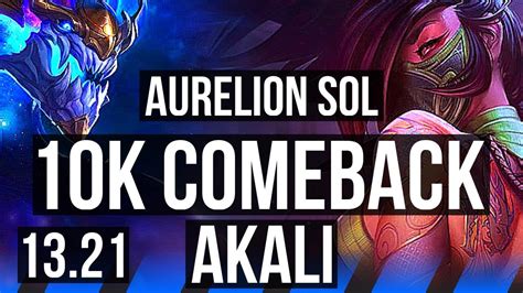 AURELION SOL Vs AKALI MID Comeback 300 Games KR Diamond 13 21