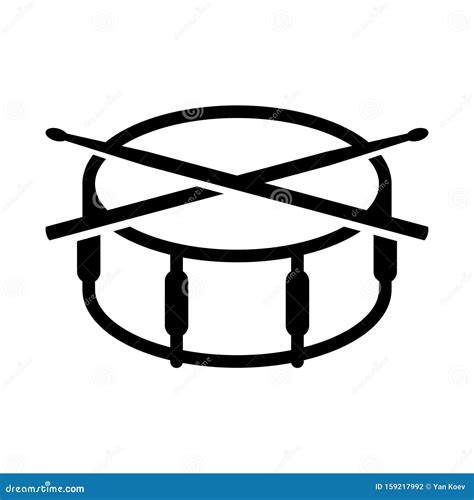 Crossed Drumsticks On A Snare Drum Icon Drum School Logo Stock Vector