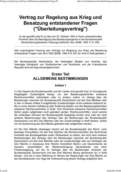 Vertrag Zur Regelung Aus Krieg Und Besatzung Entstandener Fragen