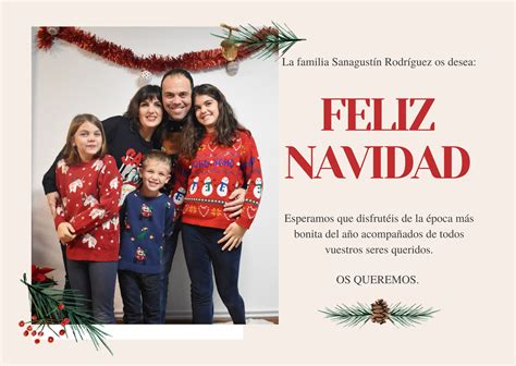 Tarjeta Horizontal Felicitacion Navidena Con Foto Familiar Estilo