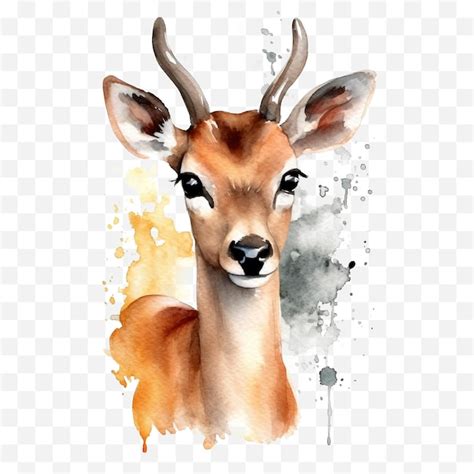 Illustration De Cerf Aquarelle Avec Un Fond Noir Et Orange Cerf Png