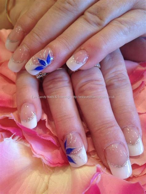 Eye Candy Nails And Training White Sculptured Acrylic Tips With Blue