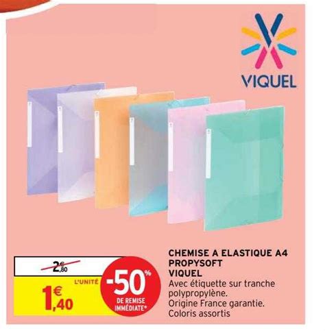 Promo Chemise à élastique A4 Propysoft Viquel chez Intermarché