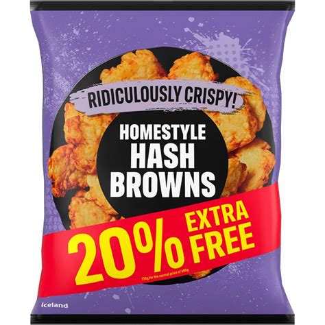 Iceland 20 Extra Free Ridiculously Crispy Homestyle Hash Browns 720g