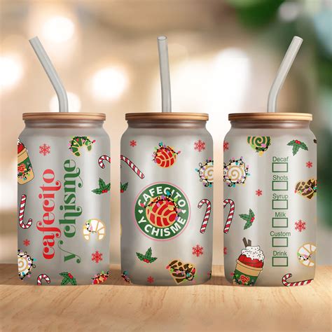 Cafecito Y Chisme Conchas Light Christmas Concha 16oz Glass Can Png