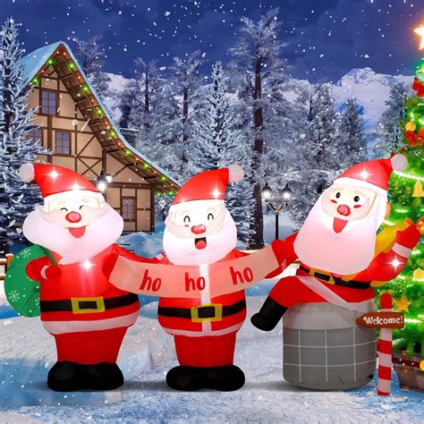 7 Ft Long Merry Christmas Inflatables Lighted Santa Claus