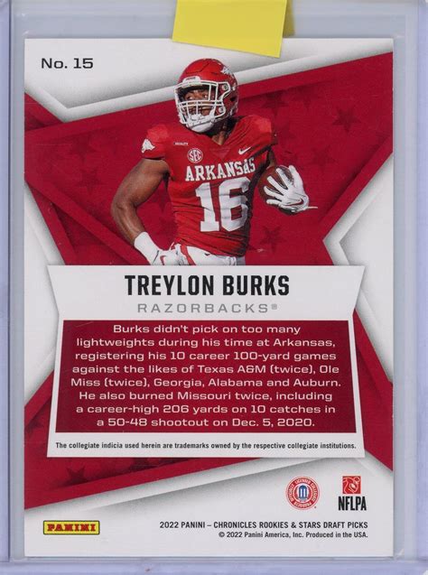 Panini Chronicles Draft Rookies Stars Blue Treylon Burks Rc