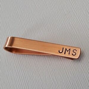 Copper Tie Bar Copper Tie Clip Initials Tie Clip Initials Tie Bar Hand ...