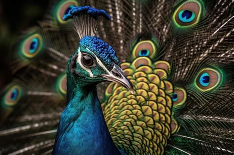 Premium AI Image Peacock Bird Showing Off Its Colorful Feathers