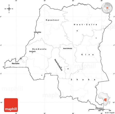 Blank Simple Map Of Democratic Republic Of The Congo Cropped Outside