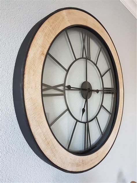 Grande Horloge Murale En Bois M Tal Avec Glas Noir Bol