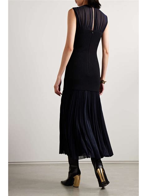 PROENZA SCHOULER Niki Layered Pleated Jersey And Ribbed Knit Midi Dress