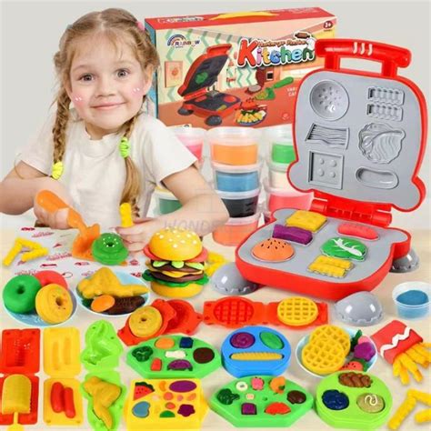 D Color Clay Toy Dough Set Hamburger Machine Ice Cream Double Twister