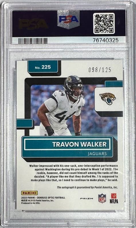 2022 Donruss Optic Travon Walker Rated Rookie AUTO Holo 98 125 PSA 9