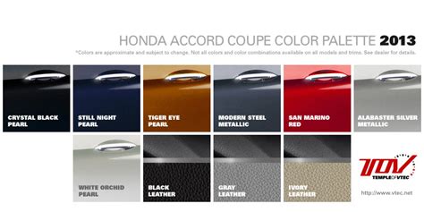 Honda Color Charts Codes