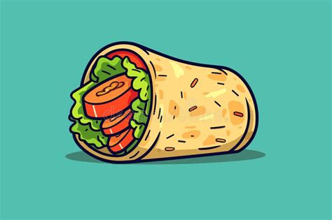 Chicken Tortilla Wrap Hand Drawn Illustration Chicken Wrap Vector